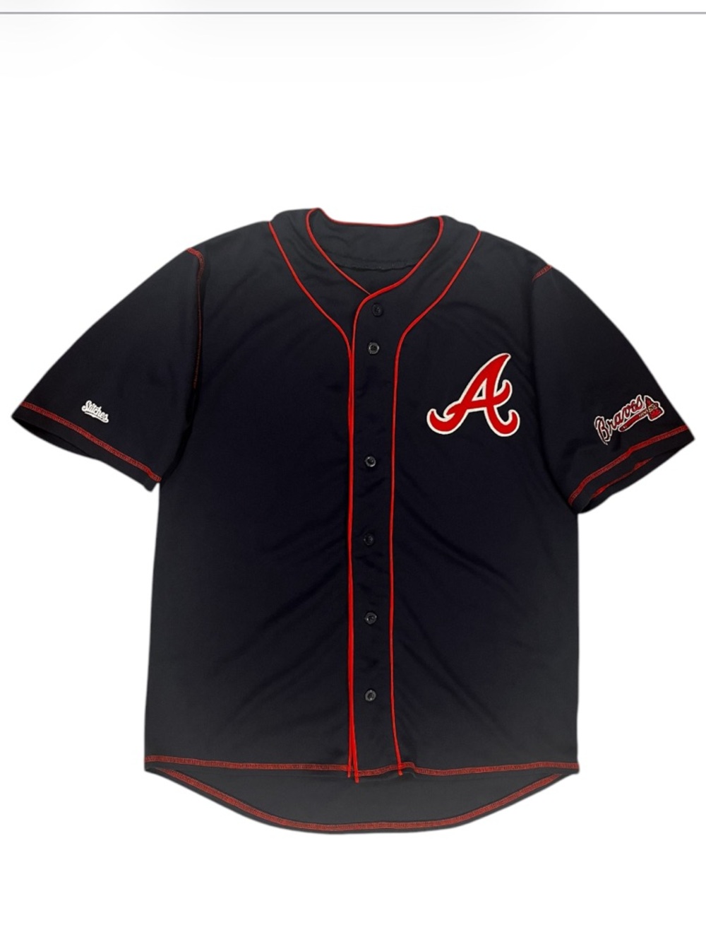 Atlanta Braves Baseball Jersey by Stitches Adult Medium MLB Blue Embroidered